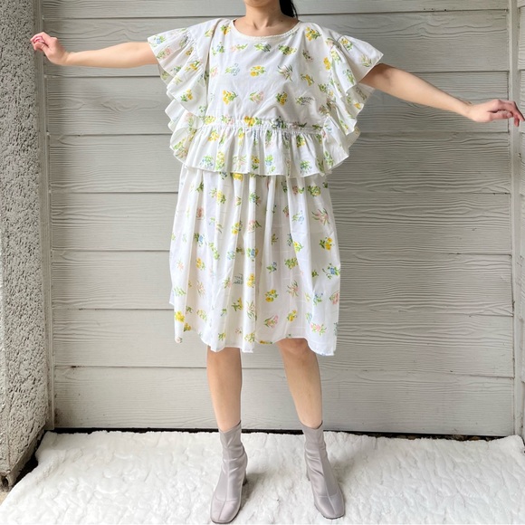 Handmade Vintage Utica Botanical Floral Ruffled Dress SKU 02211 - Picture 10 of 16